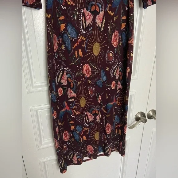 Lez A Lez Brazil Garden Burgundy Red Midi Dress Colorful Knit Dark Cottagecore - Picture 8 of 15